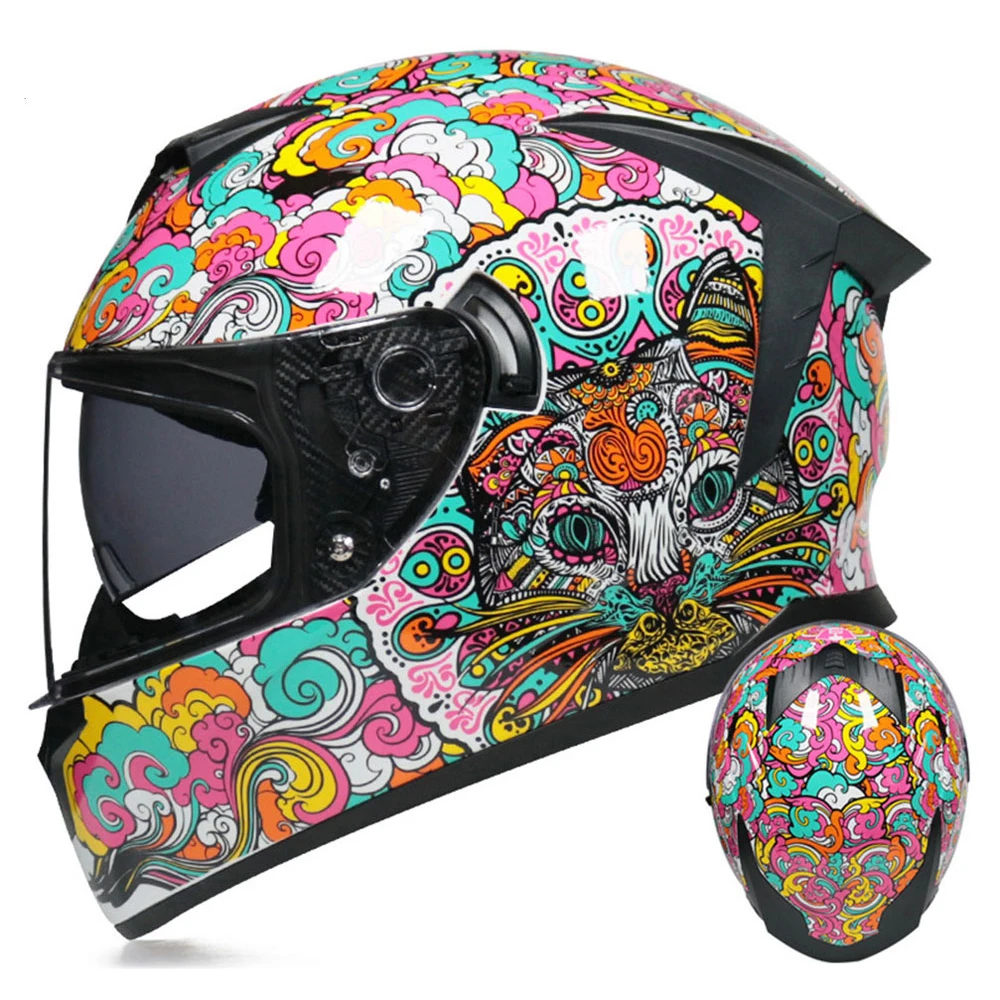 

LVS Motorcycle Helmet Motorbiker Full Face Helmet Doublel Lens Casco Moto Men's Capacete Da Motocicleta Cascos Moto Casque DOT