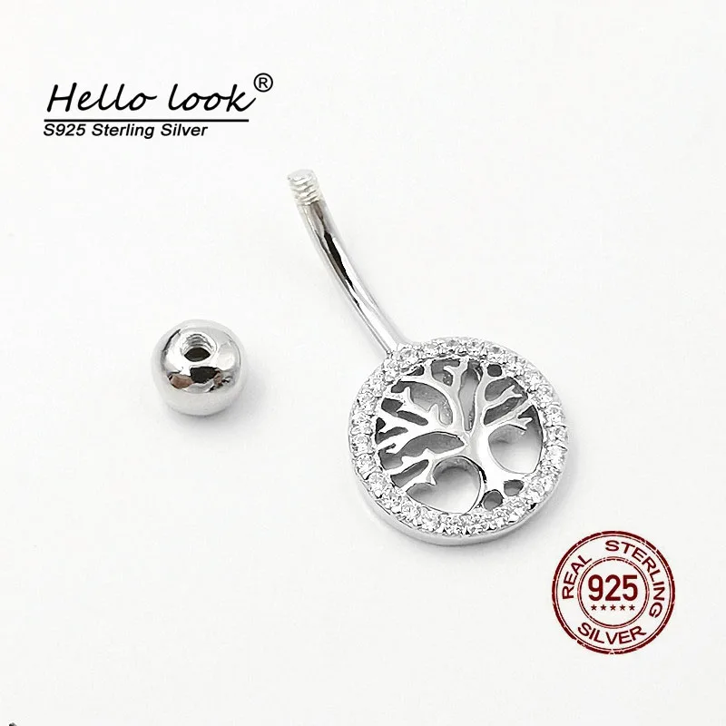 HelloLook 925 пробы Серебряная пупка для пирсинга живота женщин | Украшения и