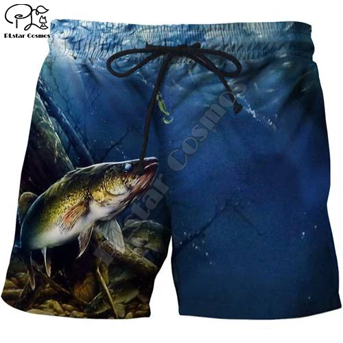 

PLstar Cosmos 3DPrint Men/Women Funny Fish Fishing Hunting Hunter Animal Funny Casual Beach Shorts Breathable Jogger Fitness A-3