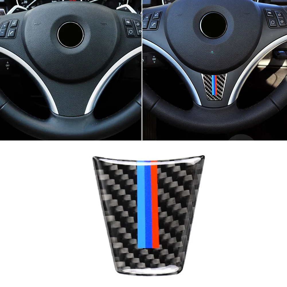 

Наклейки из углеродного волокна для стайлинга автомобиля, украшение для интерьера автомобиля на руль, Защитная панель, патч для BMW 3 серии E90/...
