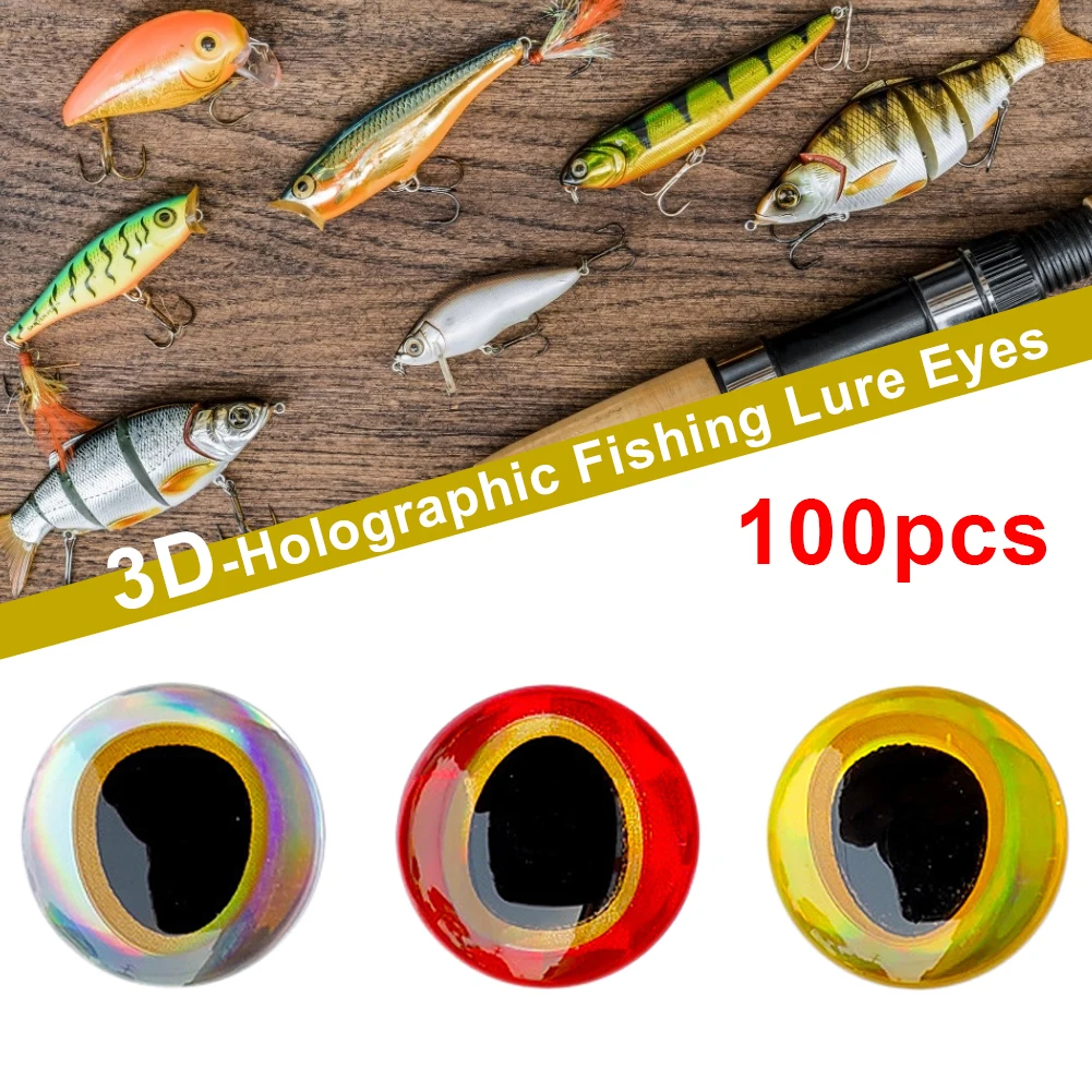 

100pcs 3D-Holographic Fishing Lure Eyes For Fly Tying Stickers Professional Lure Eyes Fly Fishing Tying Jigs Dolls Fish Lures