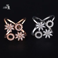 wholesale yayi jewelry fashion princess cut white flower cubic zirconia silver color engagement wedding party adjustable rings