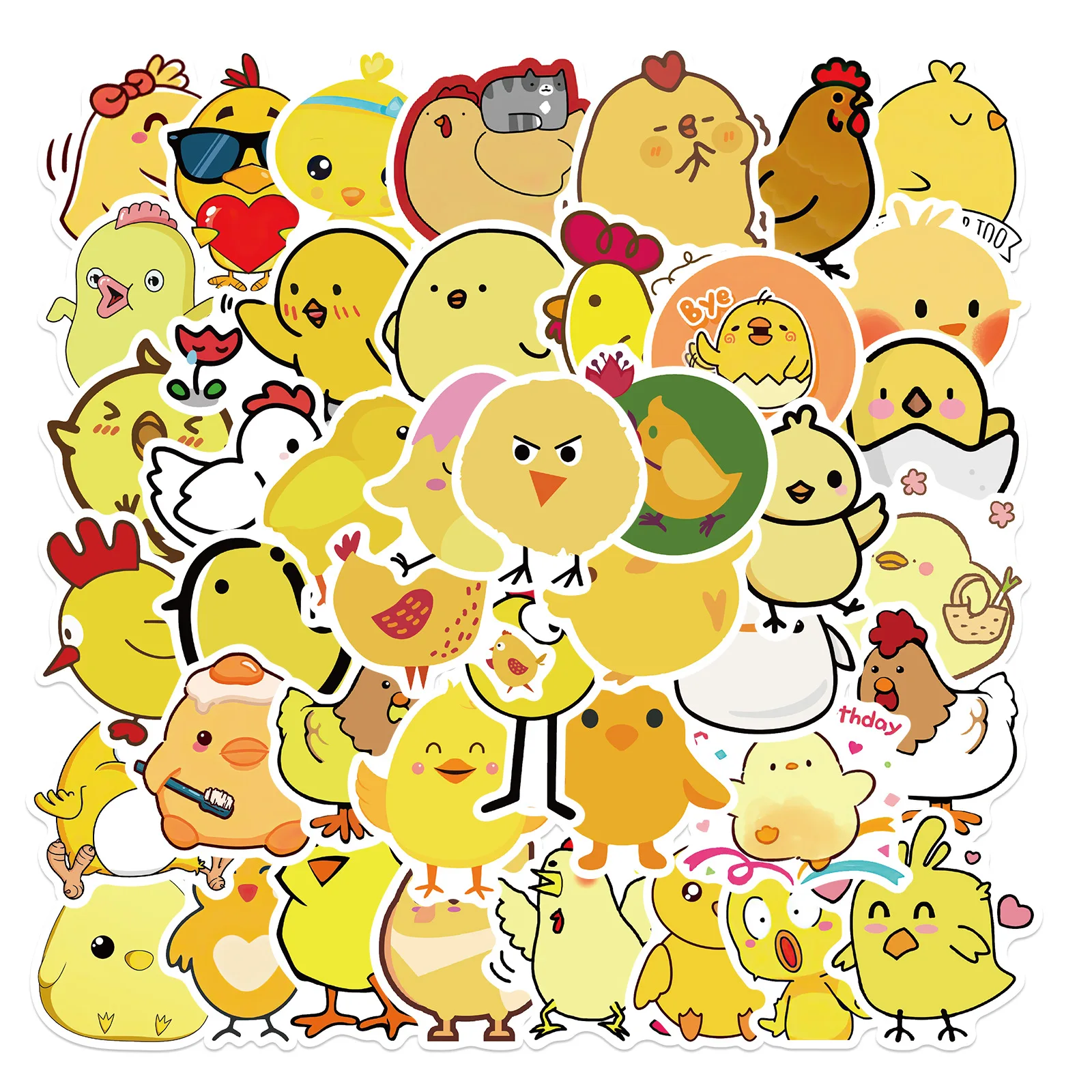 

10/50PCS Funny Love Little Yellow Chicken Sticker Graffiti Cartoon for Fridge Scrap Stationery Material Supplies Decal Stickers