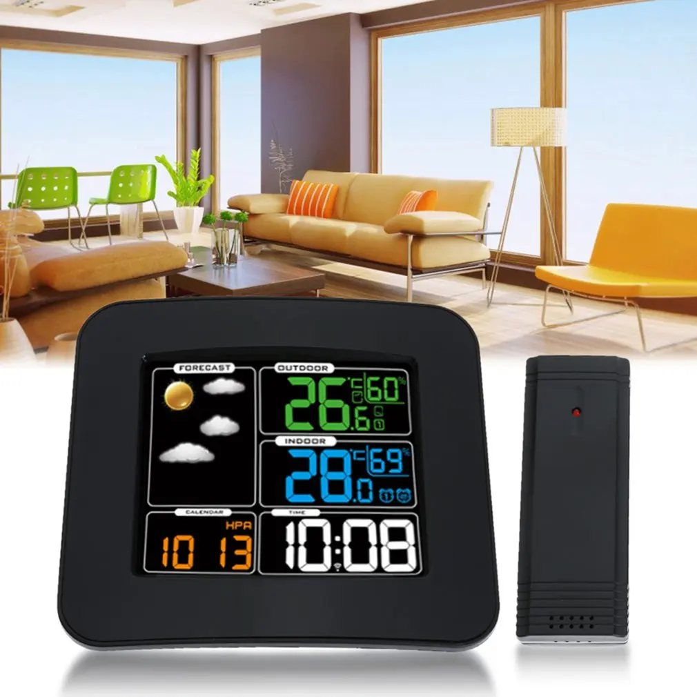 5 In 1 RF Wireless Sound Control Alarm Clock TS-75 Electronic Temperature Humidity Calendar Desk Digital Weather Forecast |