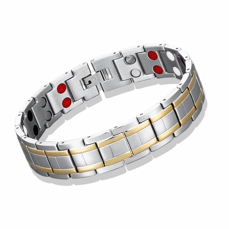 Новый Магнитный гематитовый браслет и мужской здоровья золотой Нержавеющая