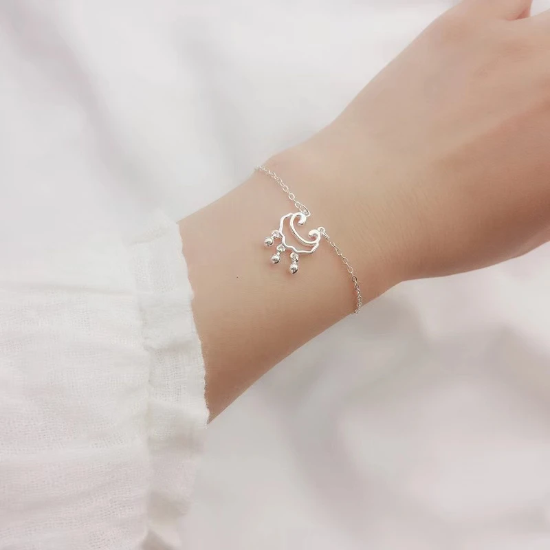

New S925 silver Chinese style lock with small ball bracelet female retro Chinese style ethnic style jewelry holiday gift