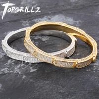 topgrillz new solid iced out mens charm bracelets bangle iced out gold silver color bracelets hip hop bling jewelry gifts