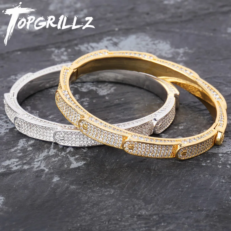 TOPGRILLZ новый твердый ледяной мужской браслет Шарм из золота Серебряный цвет