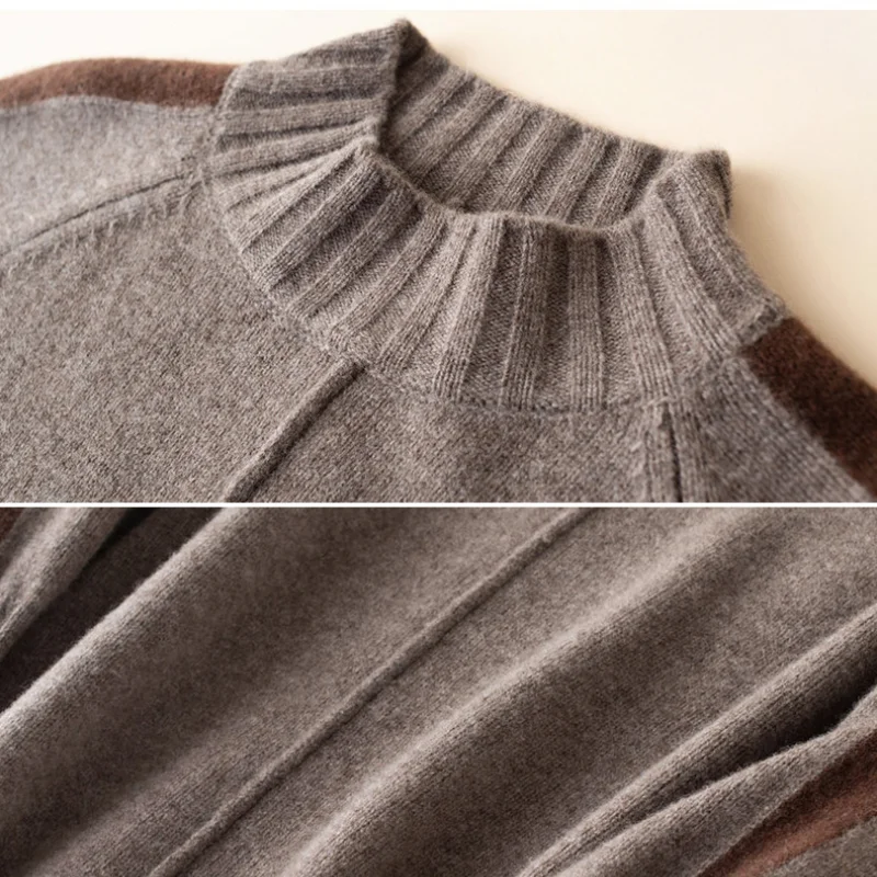 2021 Korean Fashion Mid-length Women Knitted  Sweater  Oversize  Loose Basic  Pullovers Ladies  Wool  Bottoming Jumper images - 6