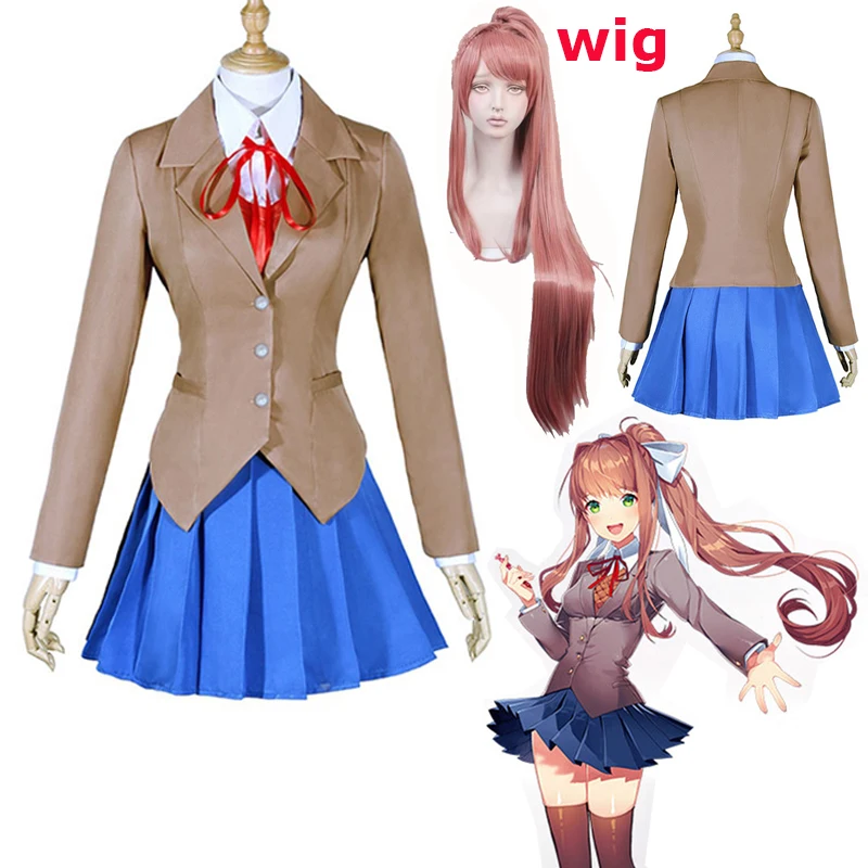 Высокое качество Doki Литературный клуб! Monika Косплей Sayori Yuri Natsuki Костюм Школьная