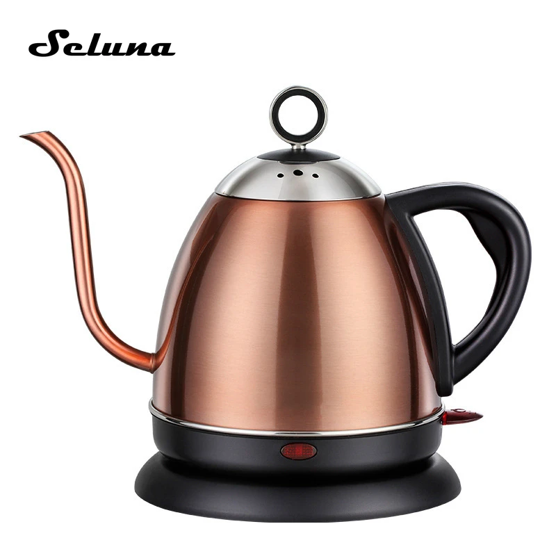 1L Gooseneck Electric Kettle Water Boiler Stainless Steel Pour Over Kettle Hand Drip Coffee Pot Fast BoilingTeapot Coffee Maker