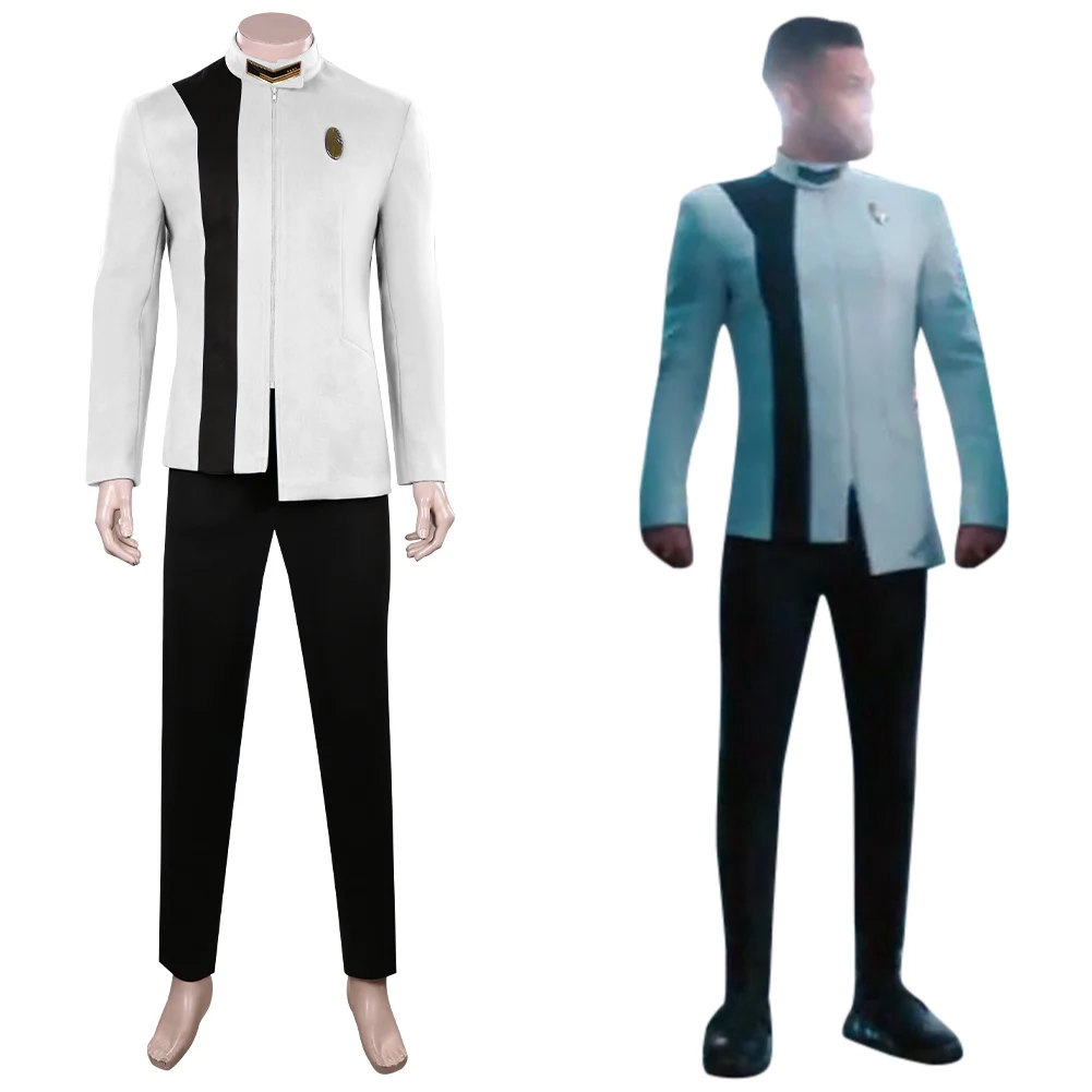 

Discovery S4 Cosplay Costume White Men Uniform Outfits Halloween Carnival Suit