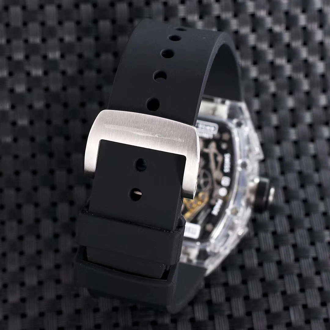 

Luxury Brand new Mens White Plastic Skeleton Dial Daydate Moonphase Watch Automatic Mechanical Sapphire Glass Back Watches