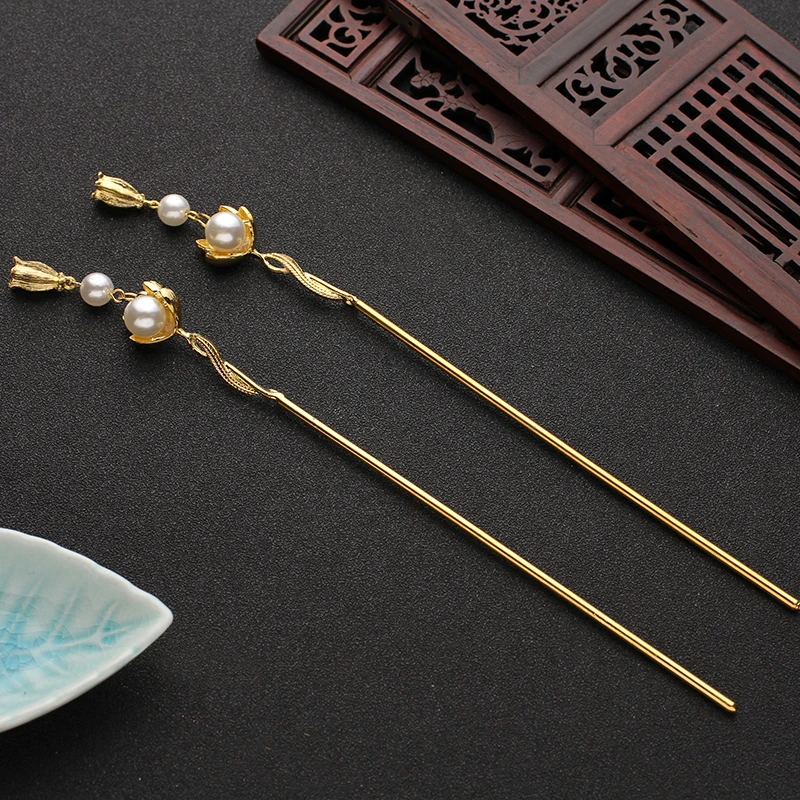 2 шт. классические заколки для волос медные Kanzashi Hanfu костюмы шиньон кисточка