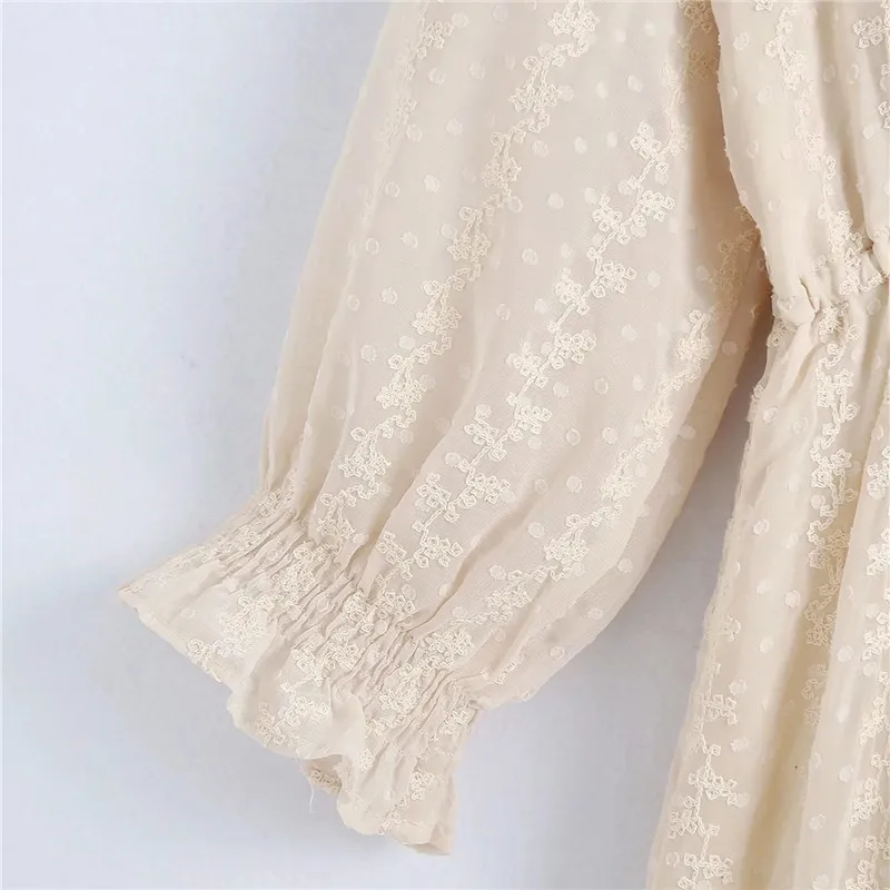 

PSEEWE Za 2021 Mesh Long Dress Women Swiss Dot Tulle Midi Summer Dress Woman Fashion Fairy Ruffle Elegant Puff Sleeve Dresses