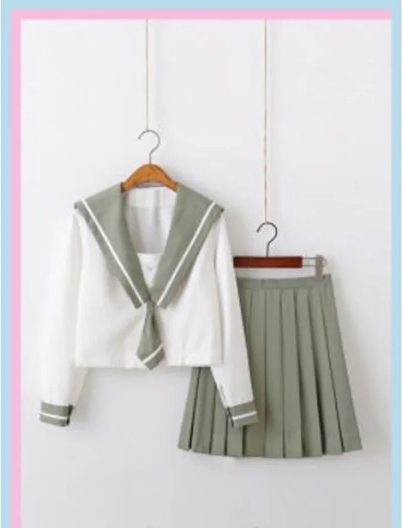 Зеленая школьная форма Jk милый повседневный матросский костюм для девочек