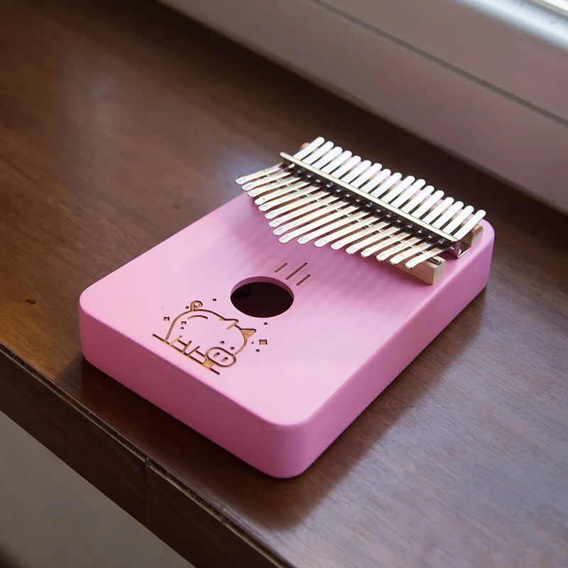 Калимба 17 клавиш пальцевое пианино Милая мультяшная розовая девочка подарок