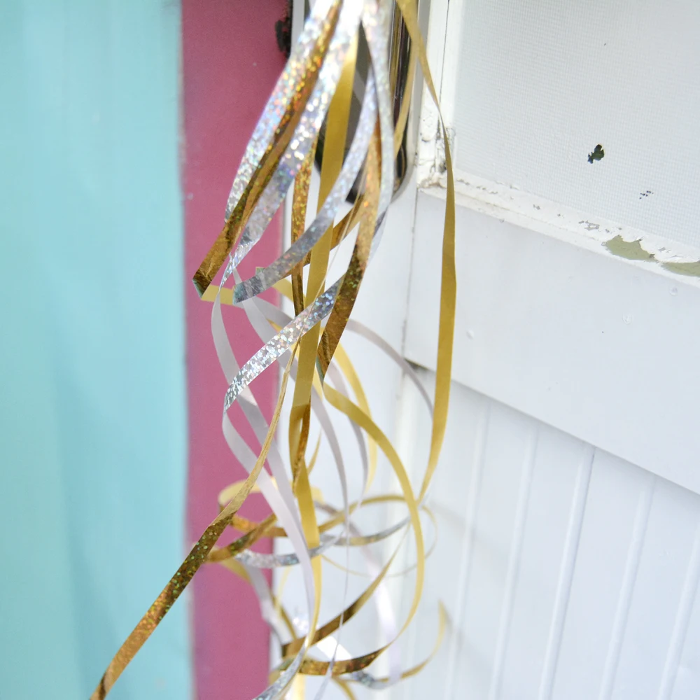 6 шт 10 м розовое золото лазерные блестящие ленты для завивки ролл воздушные шары