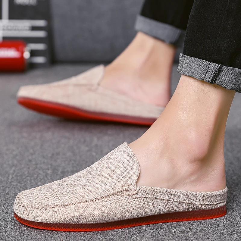 

Spring/Autumn Half slippers Mens Anti Slip Luxury Brand Men Shoes Comfortable Casual Shoes Men Cheap Fashion Men Sneakers Black