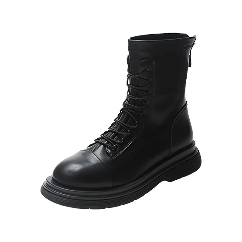 Women's mid-tube boots Women's autumn and winter fashion lace-up Botas Mujer boots sports platform high-heeled women's shoes