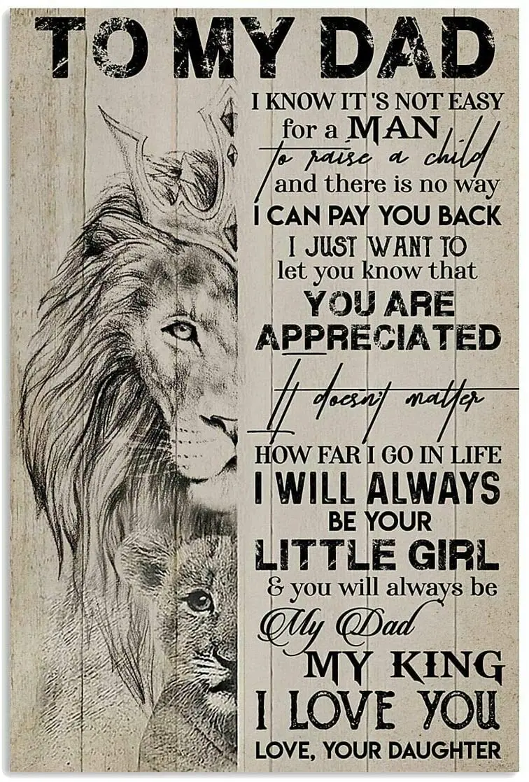 

Retro Poster To My Dad I Know It's Not Easy Tin Sign Metal Wall Sign Home Living Room Bar Cafe Wall Decoration Metal Plate