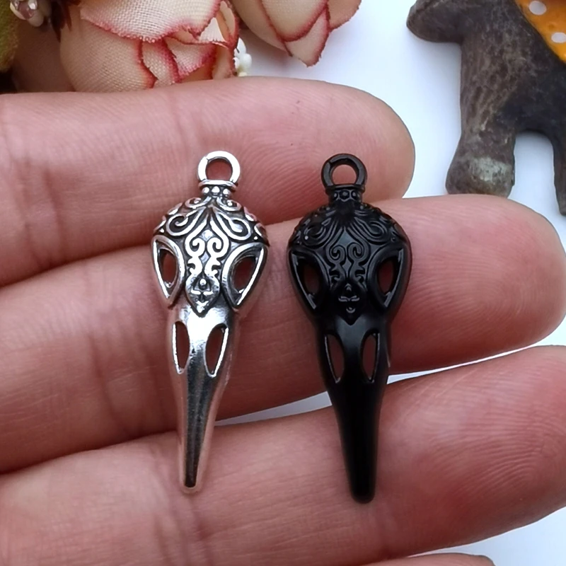 

5pcs Charms Skull Beak Skeleton Bird 35x13mm Antique Silver Color Pendants DIY Crafts Making Findings Handmade Tibetan Jewelry