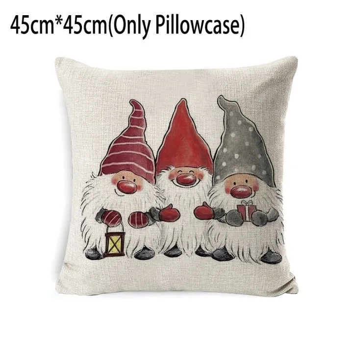 

Pillow Case Christmas Deer Cushion Cover For Sofa Linen Pillowcase 45*45cm Pillows Covers Navidad Decoraciones Para El Hogar