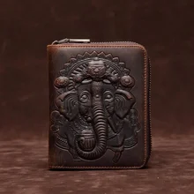 Mens leather elephant card bag