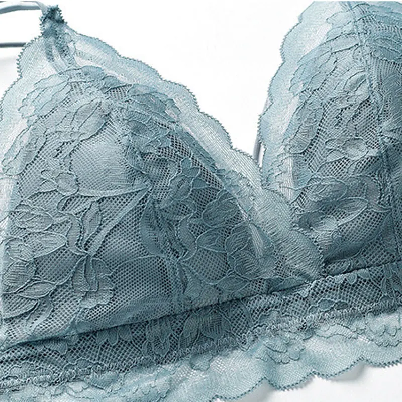 

High End 2 Piece Set Sexy Lingerie Lace Thin Front Buckle Push Up Bra Set Panties Push Up Steelless Ring Underwear Set For Wome