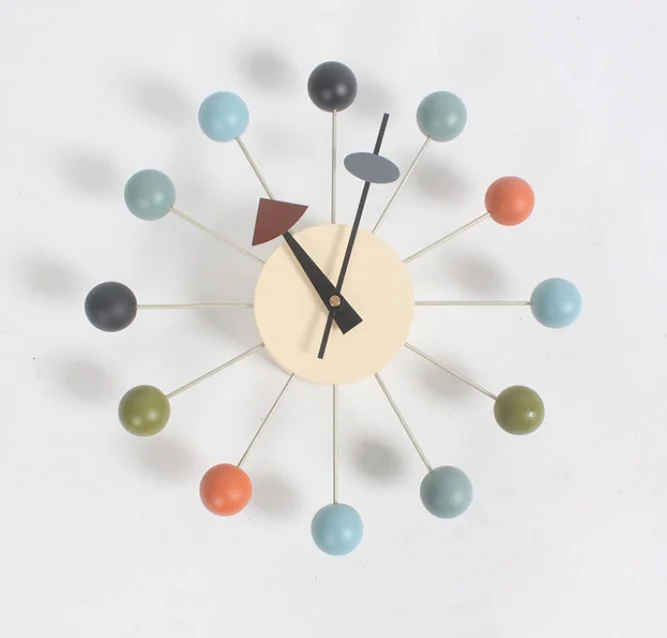 

Popular Designer Beautiful Simple Modern Style Balls Wall Clock Home Decorative Hot Selling Wooden Balls Candy Clock LFB615