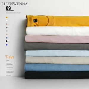 LIFENWENNA Летняя мужская футболка с коротким рукавом, новая модная базовая Однотонная футболка с круглым вырезом, мужская повседневная хлопковая Футболка Soft Touch, Тонкий Топ