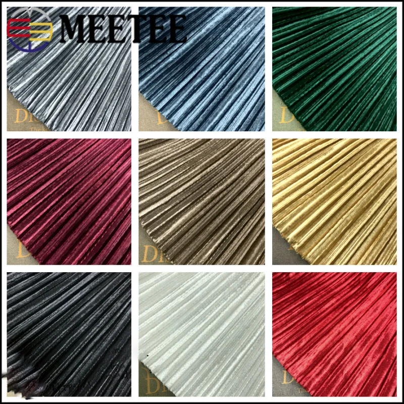 Однотонная плиссированная ткань Meetee 50/100 см X 150 Золотая Бархатная для зимней