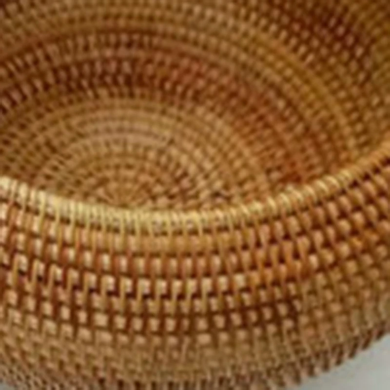 

Tea Cake Tin Box Container Jar Organizador Tank Jug & Rattan Dinner Plate (Three-Piece Set with Handle) Rattan Tray