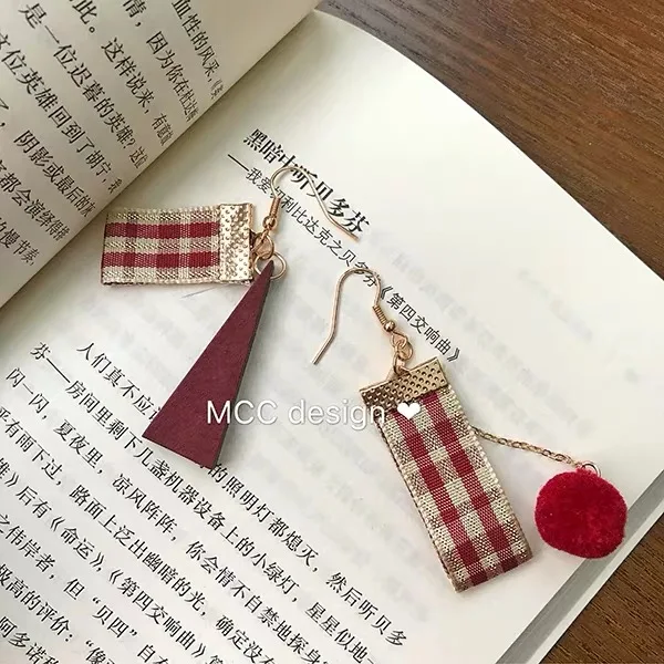 Висячие серьги с меховым помпоном плетеные бантом из ленты|Серьги-подвески| |