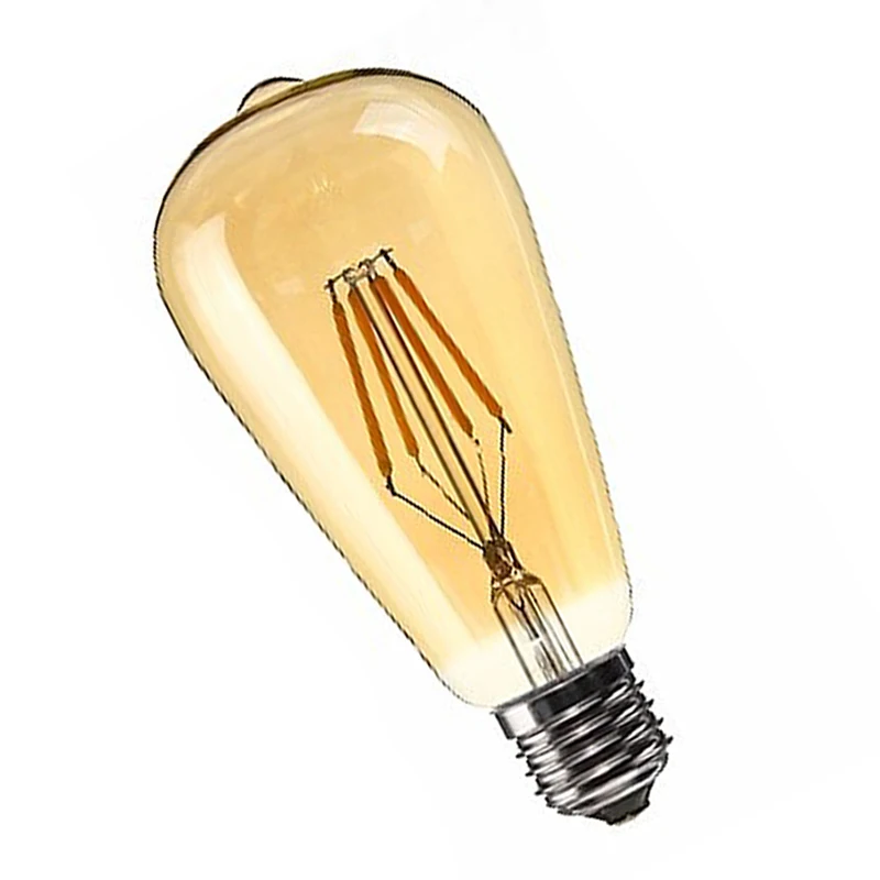 Dimmable E27 4W Ретро винтажный Филамент ST64 COB светодиодный светильник лампа Цвет