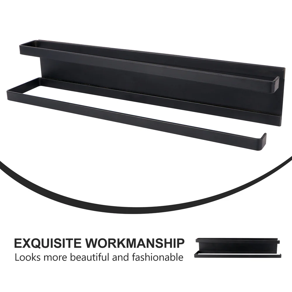 

1Pc Towel Magnetic Rack Punch Free Rack Multifunctional Storage Rack (Black)