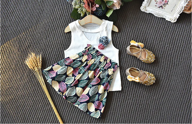 Костюм для девочек летняя рубашка без рукавов в Корейском стиле шорты комплект