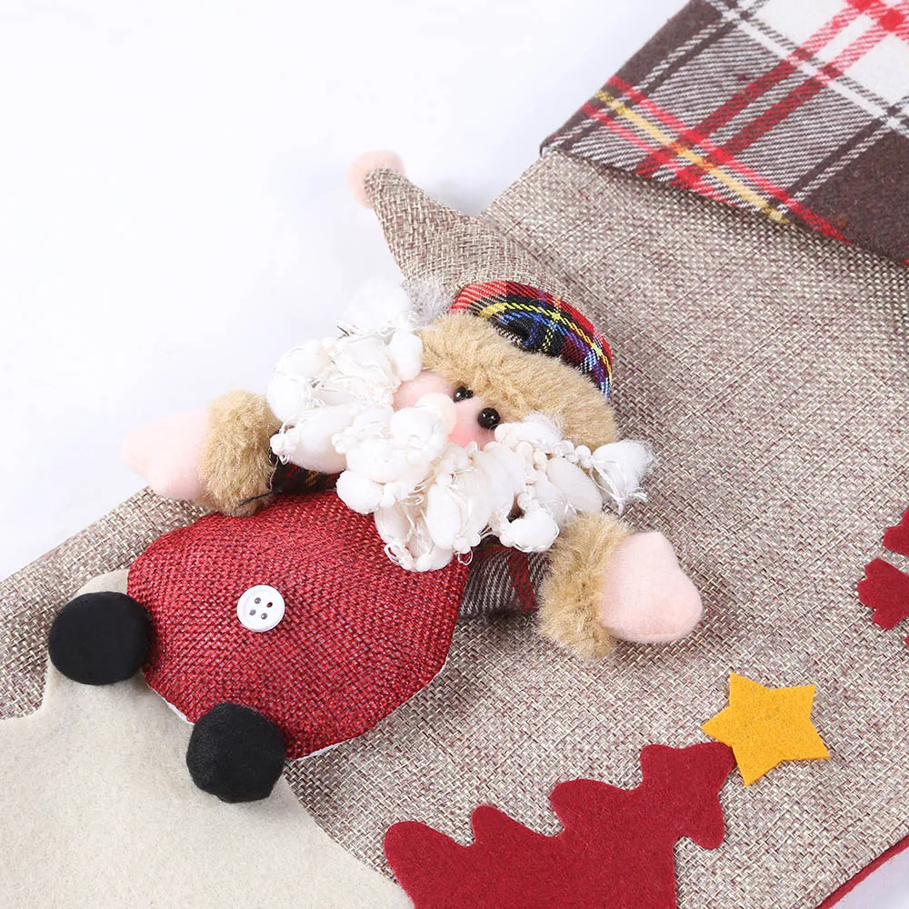 1 шт. большой размер рождественские носки в клетку с оленем|Носки и держатели для