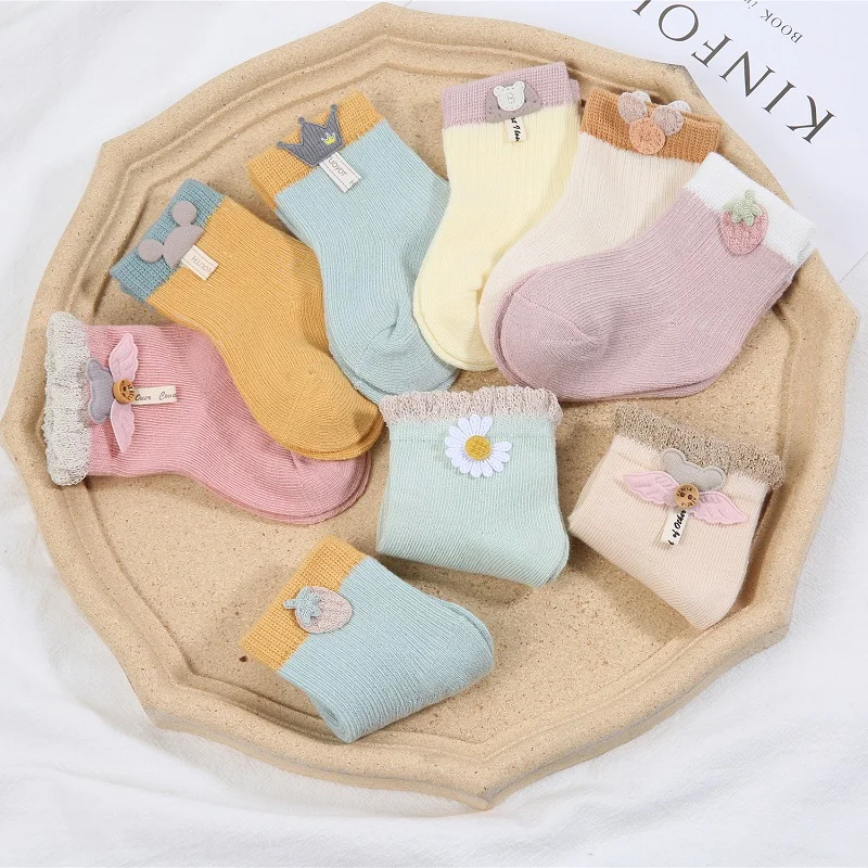 3 Pairs/Lot Newborn Socks Cute Cartoon Baby Socks Mesh Infant Cotton Socks Boneless Suture Socks Boys Girls Children Socks