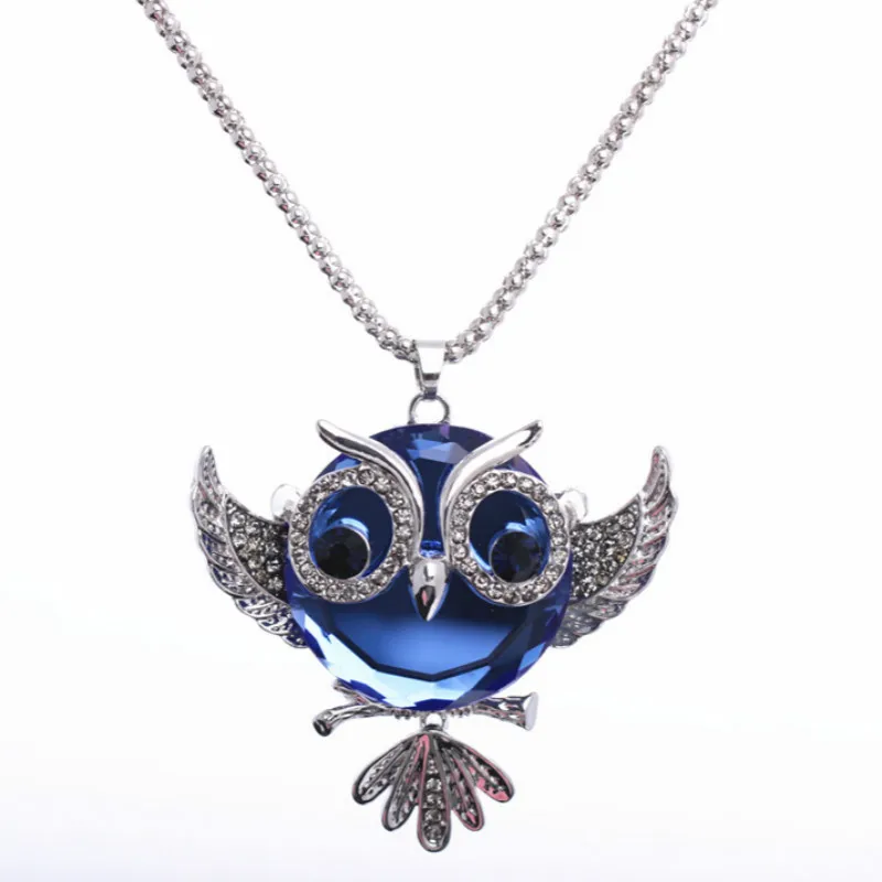 Женское и мужское ожерелье с подвеской в виде милой совы украшенное кристаллами