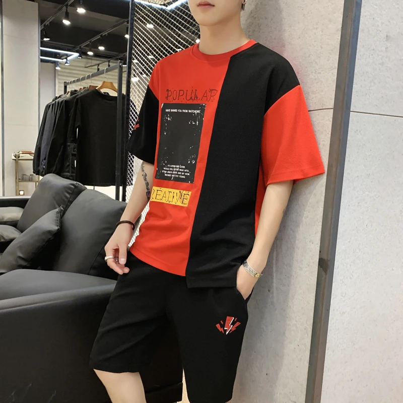 

Summer Short Sleeve 2020 T Shirts Hip Hop Tops + Shorts Suit Sportswear Set Men's Clothing Sets for Men