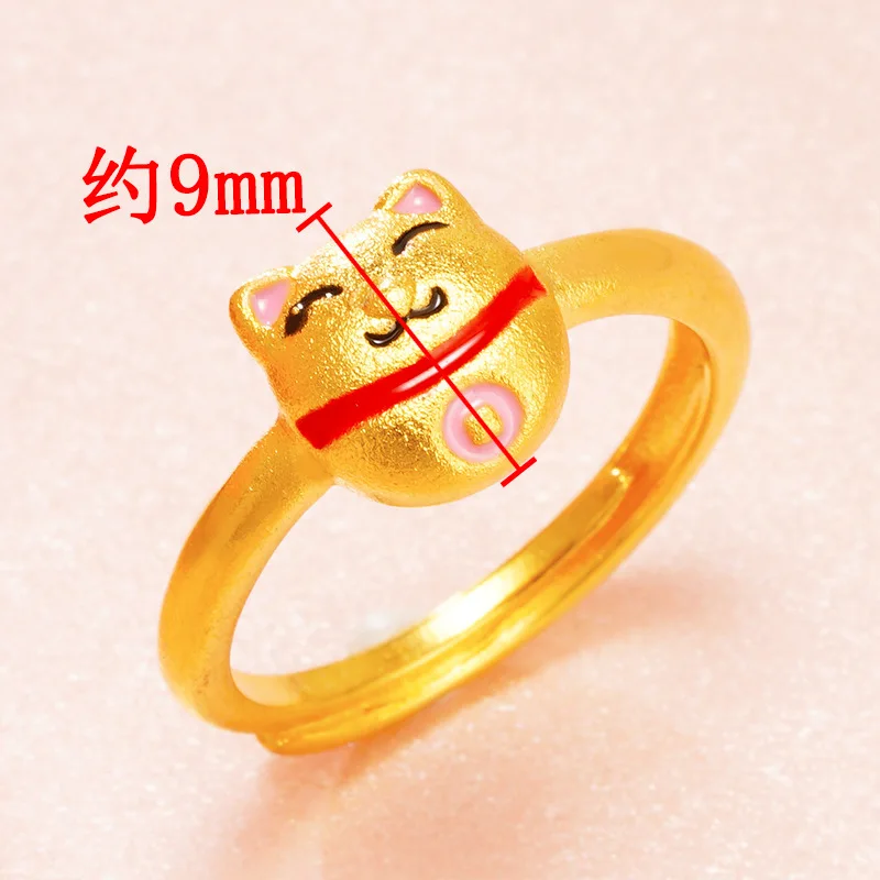 OMHXFC Jewelry Wholesale RI246 European Fashion Fine Woman Girl Party Birthday Wedding Gift Fortune Cat 24KT Gold Resizable Ring images - 6