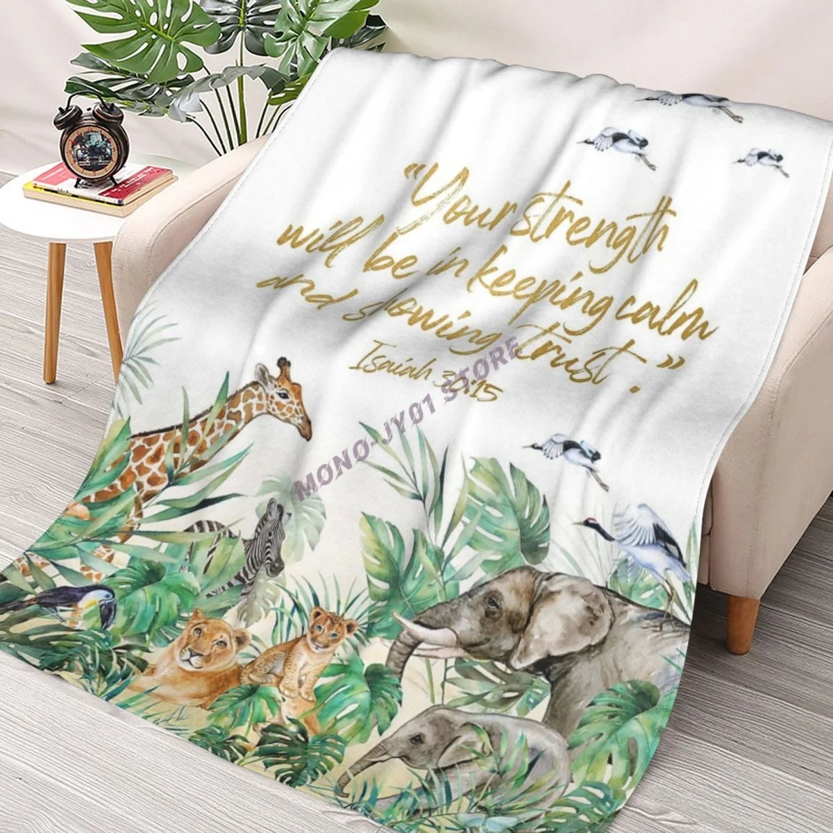 

2021 YEARTEXT JUNGLE Throw Blanket Sherpa Blanket cover Bedding soft Blankets