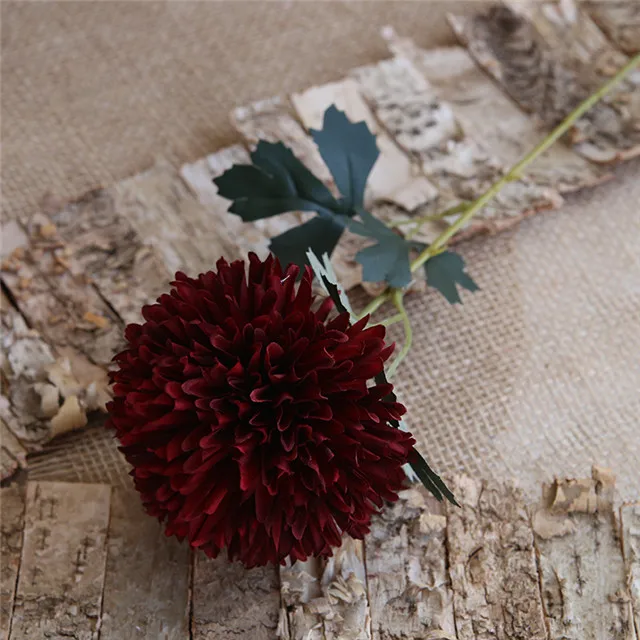DIYartificial silk Одуванчик цветок мяч дома спальня стол искусственный цветок для декорирования Свадебная рука держащая цветок подарок на день рождения 1 шт - Цвет: Black red