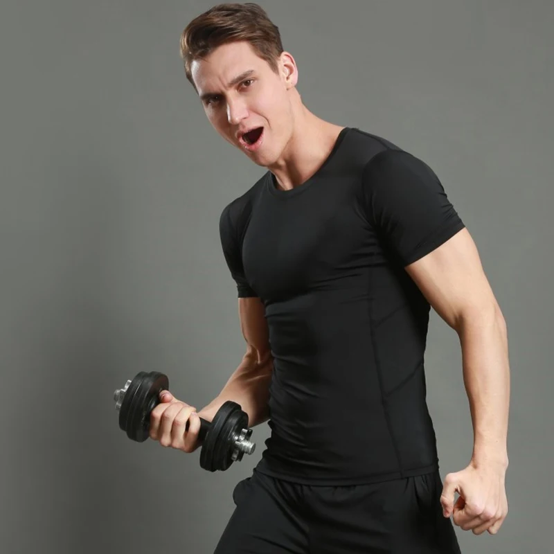 Мужская футболка для бега компрессионные рубашки с длинным рукавом Спортивная