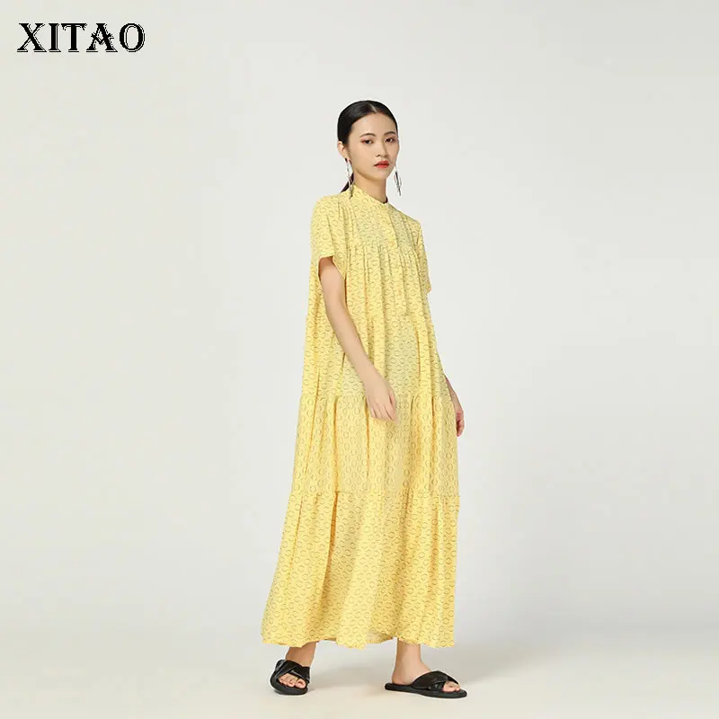 Женское платье с винтажным принтом XITAO повседневное свободное контрастных