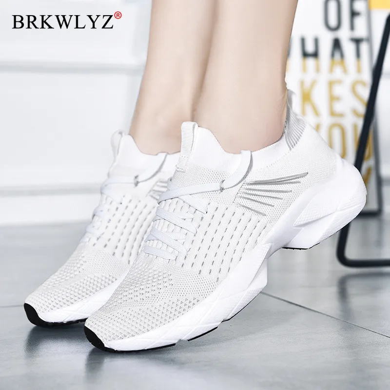 Женские сетчатые кроссовки повседневные туфли на шнуровке плоская подошва