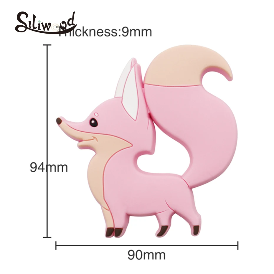

1pc Baby Silicone Fox Teether Pacifier Clip Tiny Rod DIY Teething Necklace BPA Free Safe Baby Shower Gifts Cartoon Animal Babies