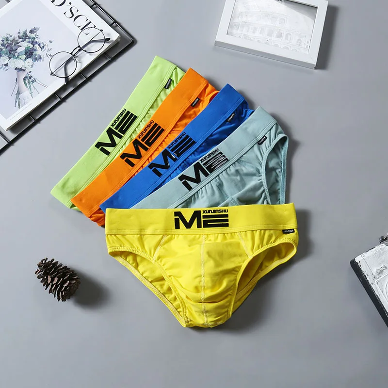 Sexy Men's Panties Underwear Cotton Breathable 3D Relief Briefs Personalized Cotton Shorts Men's Underwear Panties 3Pcs/Lot