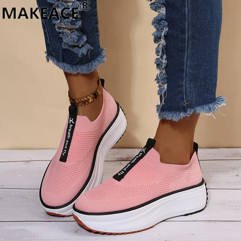 

Platform Shoes 43 Large Size Women Shoes Fashion Soft Bottom Mesh Breathable Sports Shoes Outdoor Leisure Walking Running Shoes